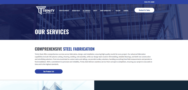 Trinity Steel, Inc. Official Website Capture