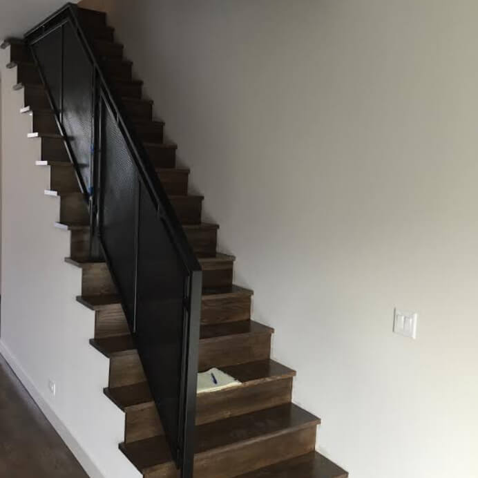 Installation example of GF Steel Works Custom Mesh Railing