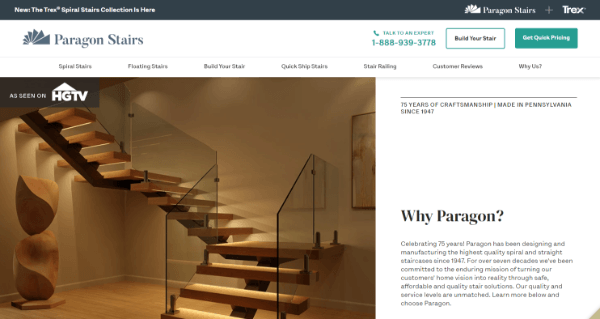 Paragon Stairs Official Website Capture