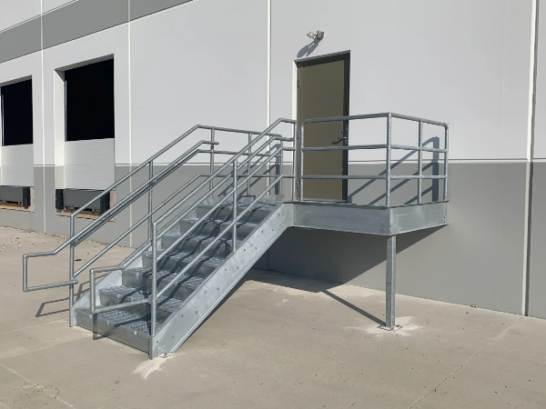 Simple Dock Stair Design that Complements the Building Exterior