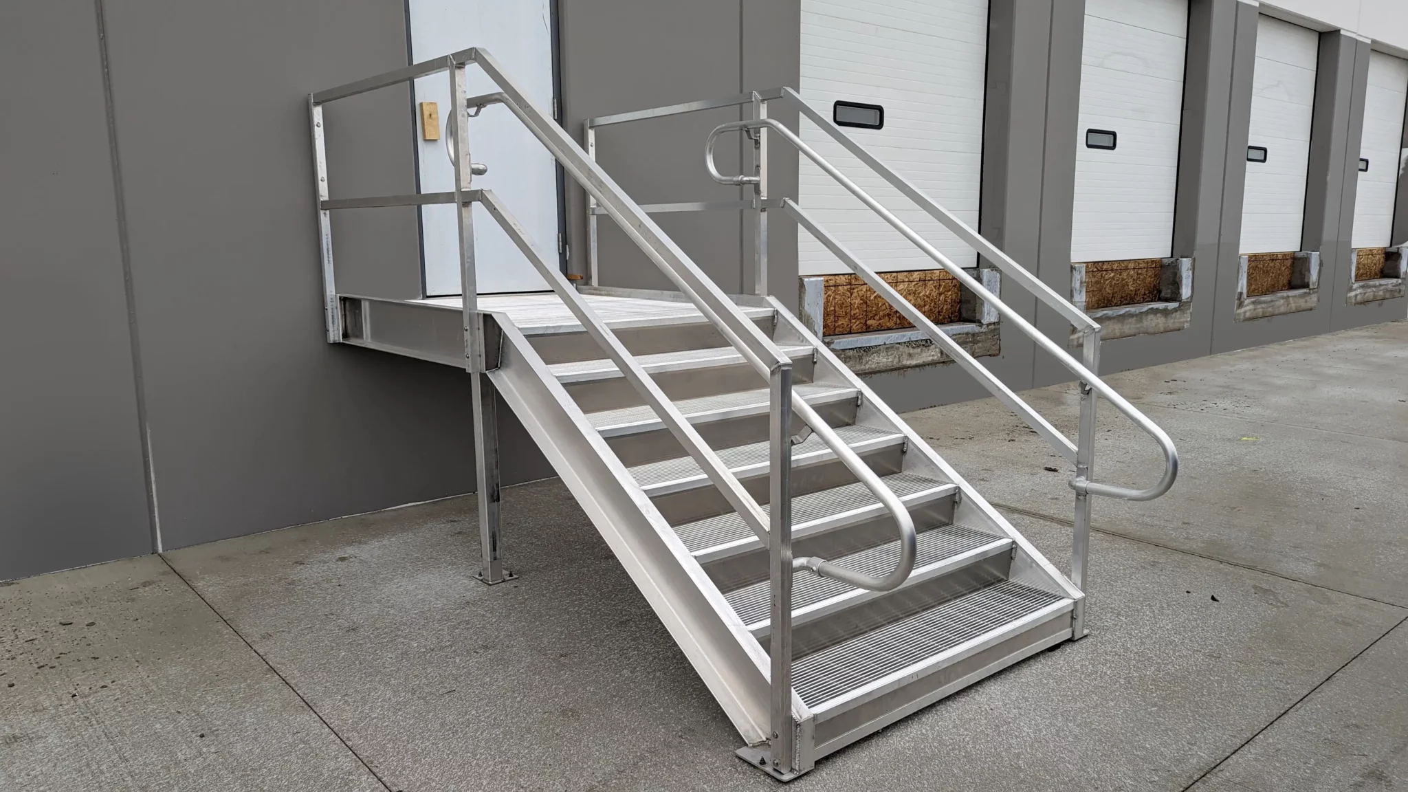 Prefabricated dock stairs to be installed at loading docks